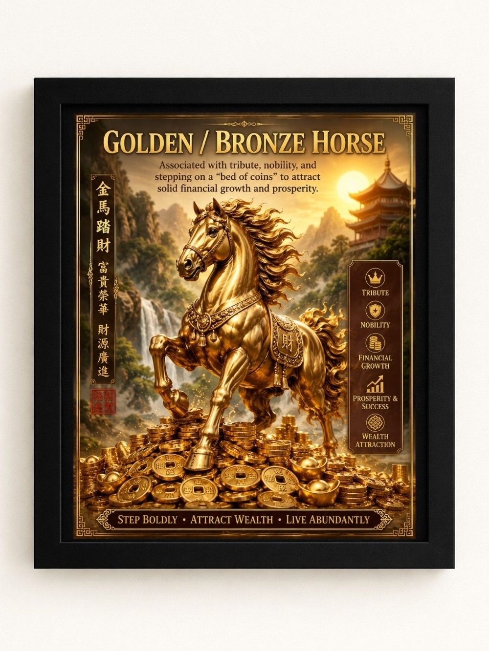Golden/Bronze Horse 8x10 Framed A.I. Art Print